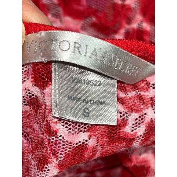 Victoria's Secret Red Mesh Teddy Baby Doll Cheetah Lingerie Intimates Womens S - Picture 2 of 7
